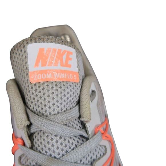 Nike Shoes Womens 9 Athletic Trainer Zoom Winflo 5 Running Comfort Grey Orange - Picture 7 of 14